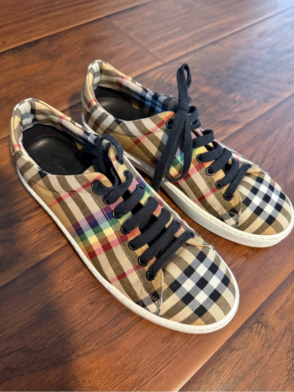 Burberry Multicolor Check Sneakers with Black Laces